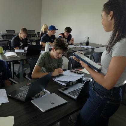 TA with students